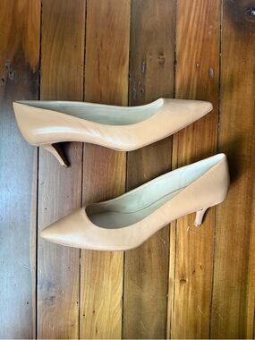 Nine West Xeena Beige Pointed-Toe Kitten Heels